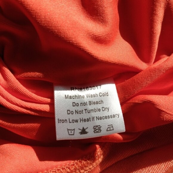 Princess Polly Bodycon Halter Dress Low Back Side Ruching Shimmer Orange Size 10 - Picture 11 of 12